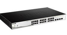 D-Link DGS-1210-28MP Web Smart Switch with 24 10/100/1000 Mbps PoE ports and 4 SFP ports